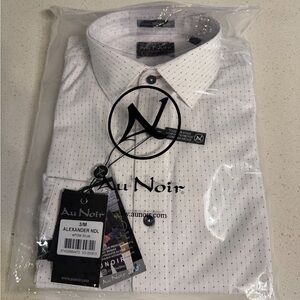 Au Noir Men's White and Blue Dress Shirt
